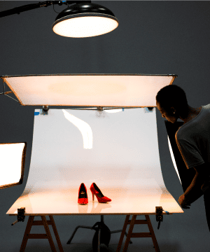 Studio lighting setup for product shoot